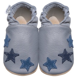 HOBEA-Germany Krabbelschuhe für Jungs und Mädchen in verschiedenen Designs, grau mit blauen Sternchen, Schuhgröße:20/21 (12-18 Monate)