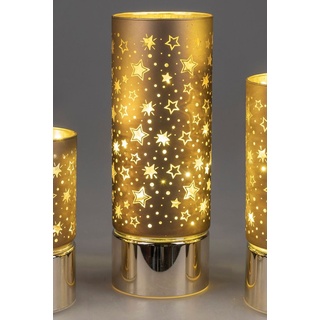 LED Deko Licht, Tischlampe CHOCOLATE STARS H. 25cm braun gold Glas Formano W23 - Braun