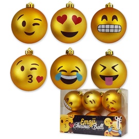 mikamax - Weihnachtskugeln - Emoji Christmas Balls - Satz von 6 Kugeln - Xmas Ornaments - 8 cm