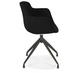 Armlehnstuhl SWAN Schwarz Stoff mit Metallgestell  Drehstuhl mit 360° Funktion für Wohnzimmer  Modern Elegant  59x54x80 cm  Kadima Design