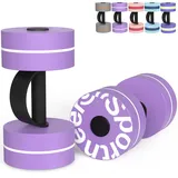 Sportneer Aqua Hanteln Set – Eva-Schaum Wasserhanteln für Wassergymnastik & Aquafitness, Wassergymnastik Geräte & Aquajogging Zubehör für effektives Wassertraining (Lila-Gelb)