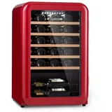 Klarstein Weinkühlschrank Vinetage 49 Uno, für 49 Standardflaschen á 0,75l,Wein Flaschenkühlschrank Weintemperierschrank Weinschrank Kühlschrank rot