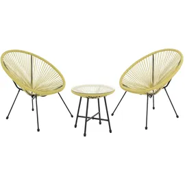 Svita Bali Balkon Möbel Set Lounge Garnitur Relax Egg-Chair Flecht-Design Gelb