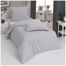 Traumschlaf Uni Streifen Mako-Satin silber 155 x 220 cm + 80 x 80 cm