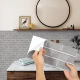 Fliesenaufkleber Grau 15x30cm - Fliesenfolie Küchen Selbstklebend 24 Stück - Klebefliesen Grau für Bad - Fliesenaufkleber Badezimmer Fliesen Uberkleben Fliesensticker Vinyl Wasserfest