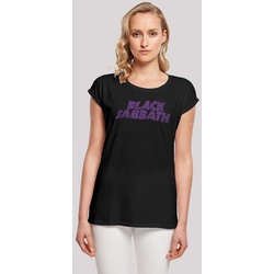 F4NT4STIC T-Shirt Black Sabbath Heavy Metal Band Wavy Logo Distressed Black Print schwarz XL