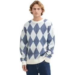 Rundhalspullover, mit Argyle Muster, Gr. L, blue striped check, , 72650564-L