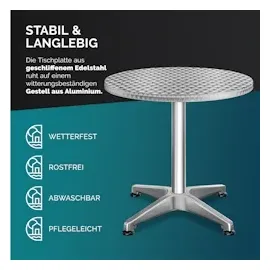 CASARIA Stehtisch 2er Set Höhenverstellbar Silber