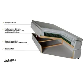panda möbel Boxspringbett Everest, mit Topper - beige