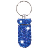 Bling Bling Pillenbox Schlüsselanhänger,MoreChioce Glitzer Strass Aluminiumlegierung Pille Fall Mini Pillendose Tragbare Pillenbehälter Schlüsselring Wasserdichte Schlüsselbund,Marineblau