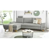 furn.design Ecksofa hellgrau Velours, Wohnzimmer Sofa | Gr.: onesize