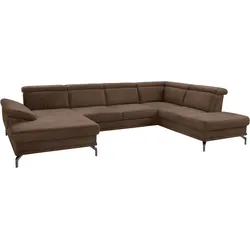Wohnlandschaft SIT & MORE "Scorpio U-Form", braun, B:353cm H:85cm T:236cm, Sofas, inklusive Sitztiefenverstellung, mit Kopf- und Armteilverstellung