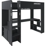 Phoenix Hochbett MINECRAFT 90 x 200 cm Holz schwarz