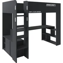Phoenix Hochbett MINECRAFT 90 x 200 cm Holz schwarz