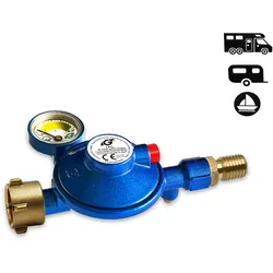 Fahrzeugregler 30 mbar mit Manometer,   Gasregler für Caravan Reisemobil Boot