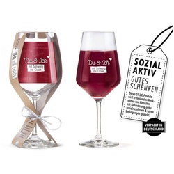 GILDE Rotweinglas Glas Weinglas ‚Du & Ich mit…‘ 500ml, Glas