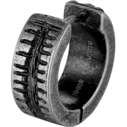 Single-Creole FIRETTI "Schmuck Geschenk Edelstahl Ohrschmuck Ohrring Holz", schwarz (altsilberfarben, schwarz), Ohrringe, Herren, Edelstahl
