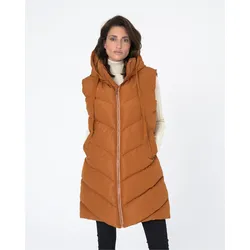 Steppweste FRESHLIONS "Elisa", Damen, Gr. M, braun, 100% Polyester, casual, Westen, mit langem Schnitt