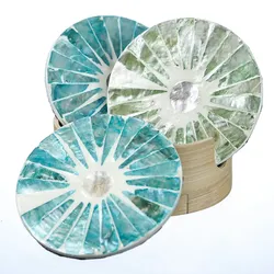 Keramikuntersetzer Mediterran Glasuntersetzer Getränke rund Bierdeckel 4er Set