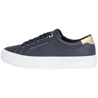 Tommy Hilfiger Damen Vulcanized Sneaker Essential Vulc Leather Sneaker Schuhe, Mehrfarbig (Space Blue), 38 EU