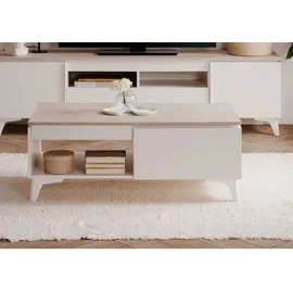 furn.design Couchtisch, Weiß, Sand, Holzwerkstoff, 1 Schubladen, Rechteckig,Rechteckig, 100x40x55 cm, Wohnzimmer, Wohnzimmertische, Couchtische