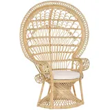 Beliani Pfauensessel EMMANUELLE Baumwolle 0 x 0 x 0 cm Beige mit Kissen