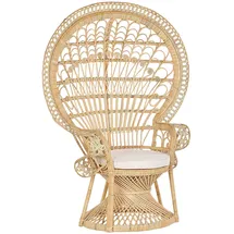 Beliani Pfauensessel EMMANUELLE Baumwolle 0 x 0 x 0 cm Beige mit Kissen