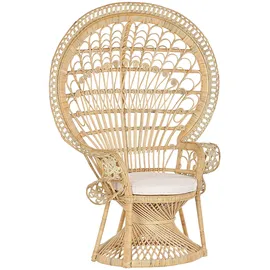 Beliani Pfauensessel EMMANUELLE Baumwolle 0 x 0 x 0 cm Beige mit Kissen