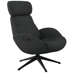 Relaxsessel FLEXLUX "Relaxchairs Elegant", grau (dervit grau), B:90cm H:107cm T:89cm, 100% Polyester, Sessel, Premium Komfort, Rücken- & Kopfteilverstellung, drehbar, Fuß schwarz
