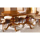 Casa Padrino Luxus Barock Esstisch Braun / Gold - Ovaler ausziehbarer Massivholz Esszimmertisch im Barockstil - Barock Esszimmer Möbel - Luxus Qua... - Braun/Gold