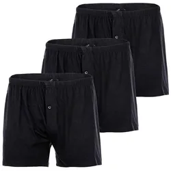 YOURBASICS Herren Jersey-Boxershorts, 3er Pack - Cotton, Eingriff mit Knopf, Muster, Multipack Schwarz L