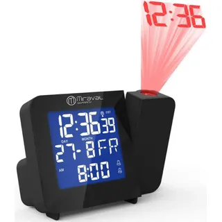 Miraval Funk-Projektionswecker Funkuhr Funkwecker Datumsanzeige Raumtemperatur Batterie Netzbetrieb Digital Reisewecker - 4-MV5992-2