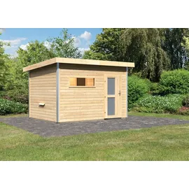 Karibu Skrollan 2 inkl. 9 kW Bio-Kombiofen + ext. Steuerung + Dachkranz