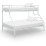 vidaXL Etagenbettgestell Weiß Metall 140x200 cm/90x200 cm