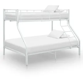 vidaXL Etagenbettgestell Weiß Metall 140x200 cm/90x200 cm