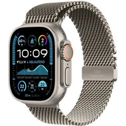 Apple Watch Ultra 2 Titanium (Cellular) 49mm Titaniumgehäuse natur, Milanaise Titan Armband natur (S)