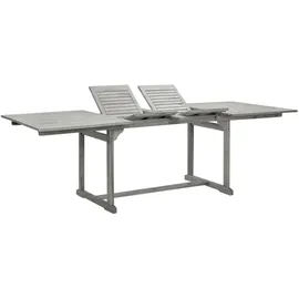 vidaXL Gartentisch 160-240 x 100 x 75 cm Massivholz Akazie Grau