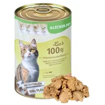 Lyra Pet 24 x 400 g Lecker.Pet® Leo's 100 % Hühnermuskelfleisch Katzenfutter Nassfutter