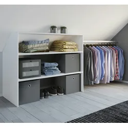 VCM Dacho Regal , Regal, Kleiderschrank Schrägwand 2 Regale und 1 Kleiderstange weiß.