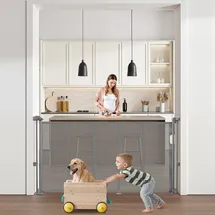 Vevor Treppenschutzgitter einziehbar 87 cm hoch 140 cm breit Grau