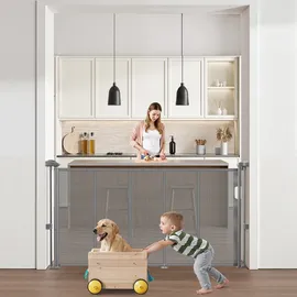 Vevor Treppenschutzgitter einziehbar 87 cm hoch 140 cm breit Grau