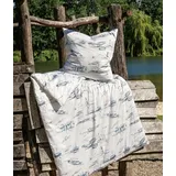 Janine Bettwäsche Janine Moments Mako-Satin Bettwäsche 135x200 Boote Leuchtturm weiß, Mako-Satin, 2 teilig bunt