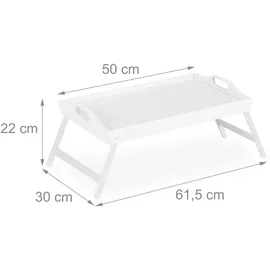 Relaxdays Betttablett weiß 61,5 x 30,0 cm