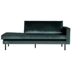 Sofa Recamiere in Petrol Samt Retro Design