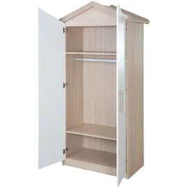 roba Kinderkleiderschrank Cabane 96 x 190 x 50 cm Eiche massiv weiß