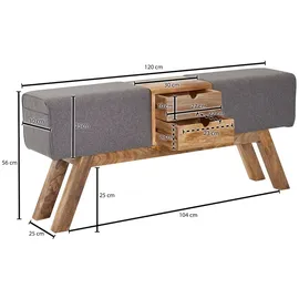 FineBuy Sitzbank FineBuy Turnbock Stoff 120 cm Grau Springbock Stauraum Turnhocker Bank