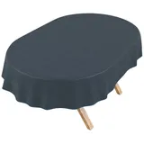 ANRO Tischdecke DanceDirty abwaschbar Leinenoptik wetterfest Falschuni Modern (Einzelstück 1-tlg, eine Tischdecke), Stofftischdecke schmutzabweisend 300x140cm Uni Dunkelblau blau Oval | 140 cm x 300 cm