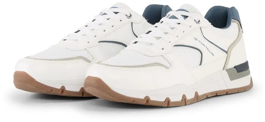 TOM TAILOR Herren Sneaker mit Mesh-Einsatz, weiß, Uni, Gr. 44