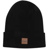 URBAN CLASSICS Leatherpatch Long Beanie schwarz