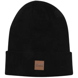 URBAN CLASSICS Leatherpatch Long Beanie schwarz